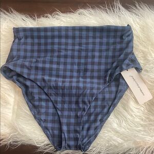 New American Eagle Unsubscribed Hi Rise Night Sea Checkered Bikini Bottom Size L
